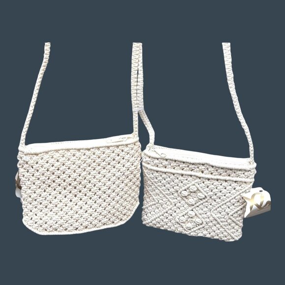 Pacific Connections Macrame Crossbody Bag Woven Shoulder Purse California Lot - Picture 1 of 12